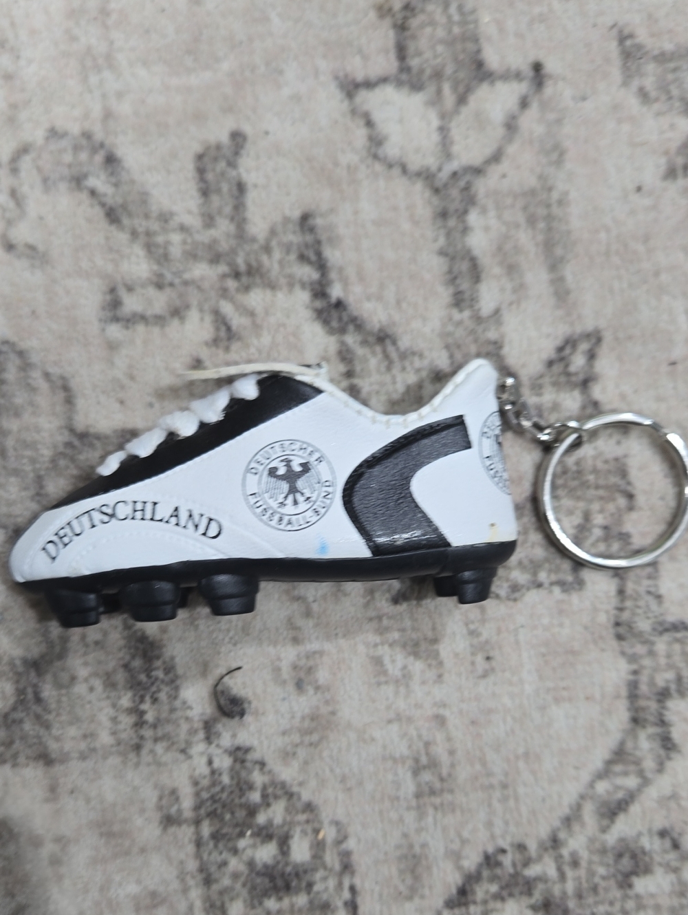 Deutschland Soccer Cleat Keychain - White & Black